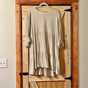 TIERED LINEN MINI DRESS